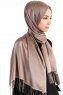 Verda Taupe Satin Hijab Sjal Madame Polo 130010-4