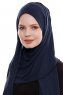 Yara - Hijab Crepe Pratique One-Piece Bleu Marin
