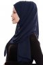 Yara - Hijab Crepe Pratique One-Piece Bleu Marin
