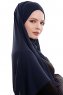 Yara - Hijab Crepe Pratique One-Piece Bleu Marin