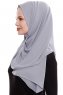 Yara - Hijab Crepe Pratique One-Piece Gris Foncé