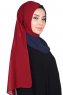 Ylva - Hijab Chiffon Pratique Bleu Marin & Bordeaux