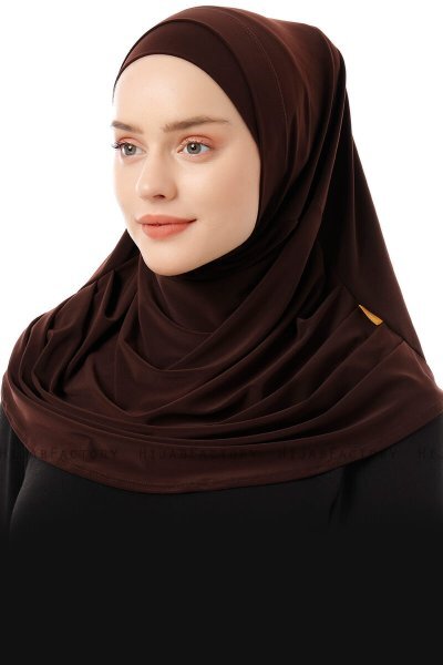 Esma - Hijab Amira Marron Foncé - Firdevs