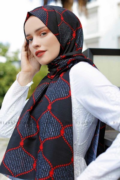 Tutku - Hijab à Motifs Rouge & Noir - Sal Evi