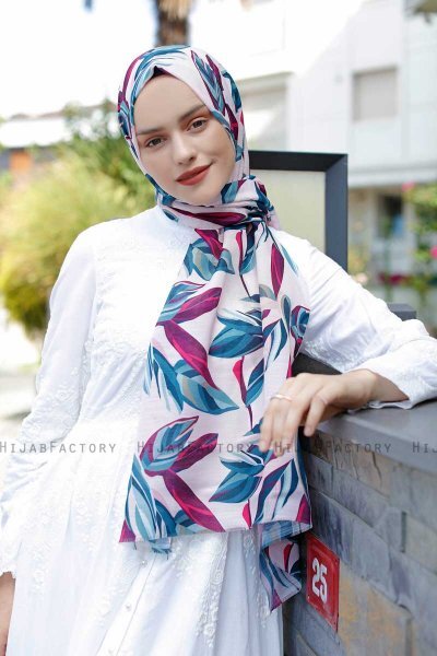 Beyza - Hijab à Motifs Rose & Bleu - Sal Evi