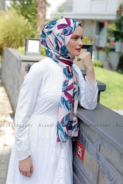 Beyza - Hijab à Motifs Rose & Bleu - Sal Evi