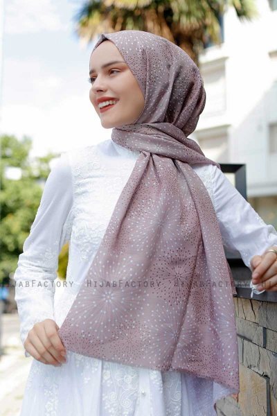 Akay - Hijab à Motifs Taupe - Sal Evi
