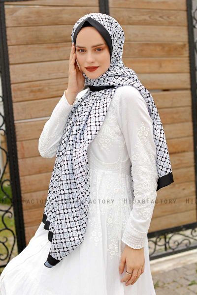Hijab Twill à Motifs Gris - Sal Evi