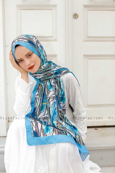 Hijab Twill à Motifs Lis - Sal Evi