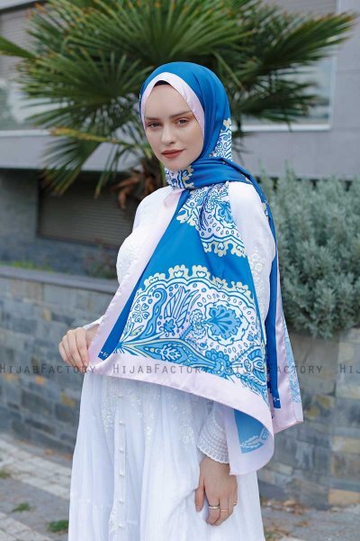Hijab Twill à Motifs Blue Dream - Sal Evi