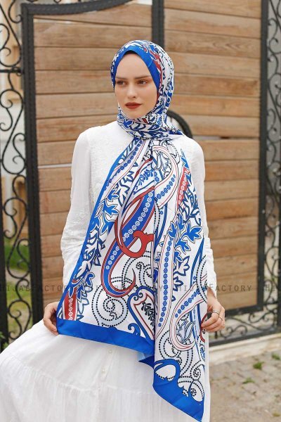 Hijab Twill à Motifs Rouge Brique - Sal Evi