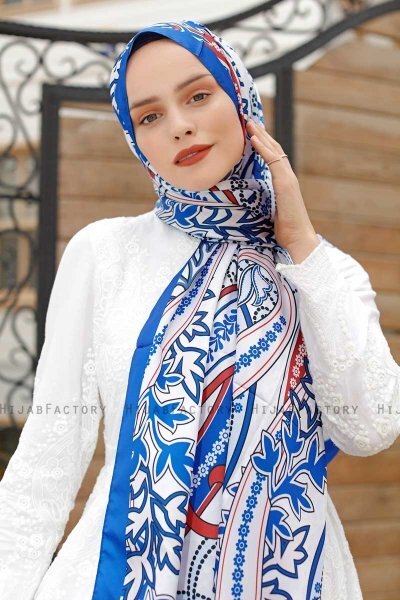 Hijab Twill à Motifs Rouge Brique - Sal Evi