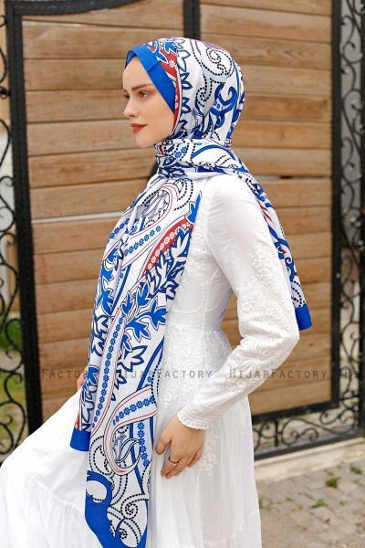 Hijab Twill à Motifs Rouge Brique - Sal Evi