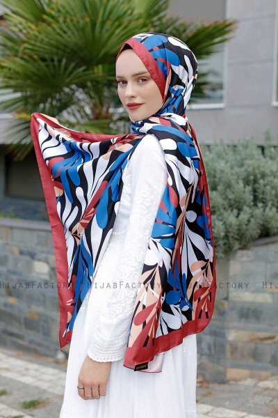 Hijab Twill à Motifs Bleu - Sal Evi