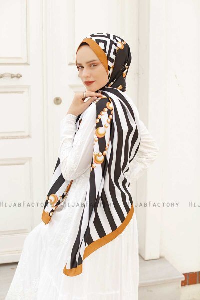 Hijab Twill à Motifs Yellow Pearl - Sal Evi