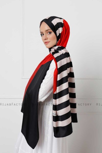 Hijab Twill à Motifs Rayée - Sal Evi