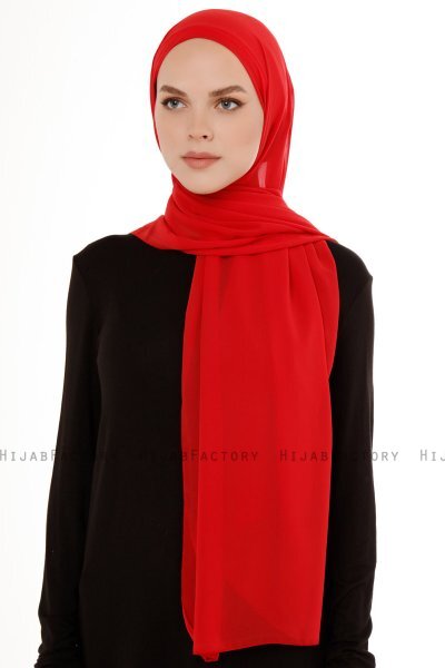 Derya - Hijab Pratique Chiffon Rouge