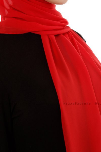 Derya - Hijab Pratique Chiffon Rouge