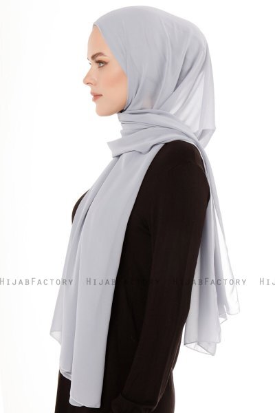 Derya - Hijab Pratique Chiffon Gris Clair