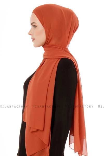 Derya - Hijab Pratique Chiffon Rouge Brique