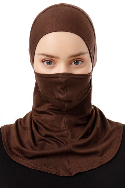 Damla - Bonnet Masque Ninja Hijab Marron