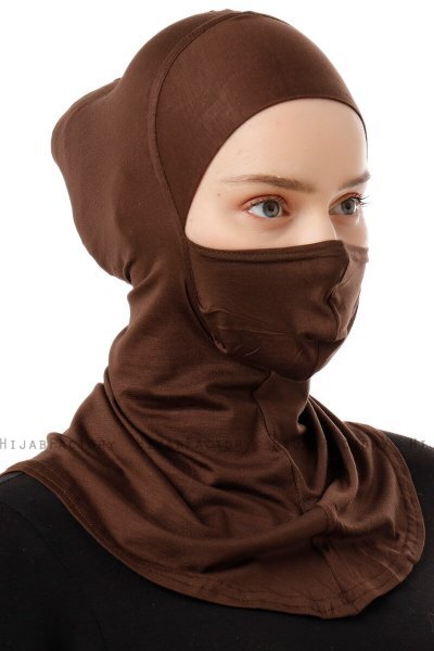 Damla - Bonnet Masque Ninja Hijab Marron