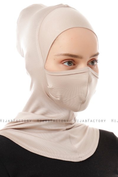 Damla - Bonnet Masque Ninja Hijab Taupe Clair