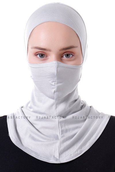 Damla - Bonnet Masque Ninja Hijab Gris Clair