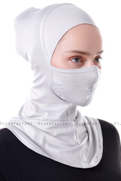 Damla - Bonnet Masque Ninja Hijab Gris Clair