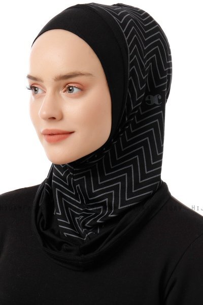 Silva Plain - Hijab Al Amira One-Piece Noir & Gris Clair