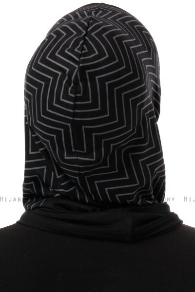 Silva Plain - Hijab Al Amira One-Piece Noir & Gris Clair