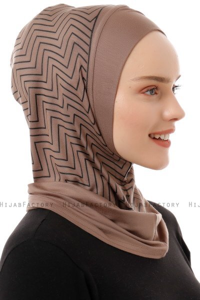 Silva Plain - Hijab Al Amira One-Piece Taupe Foncé