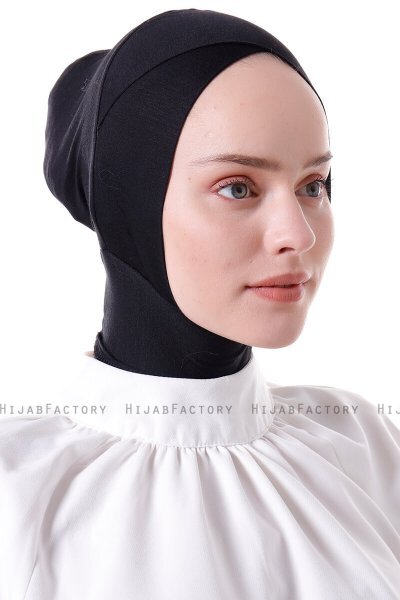 Elnara - Bonnet Cross Hijab Noir
