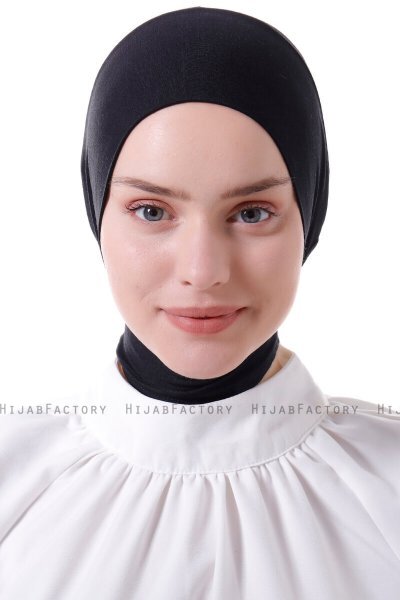 Elnara - Bonnet Plain Hijab Noir