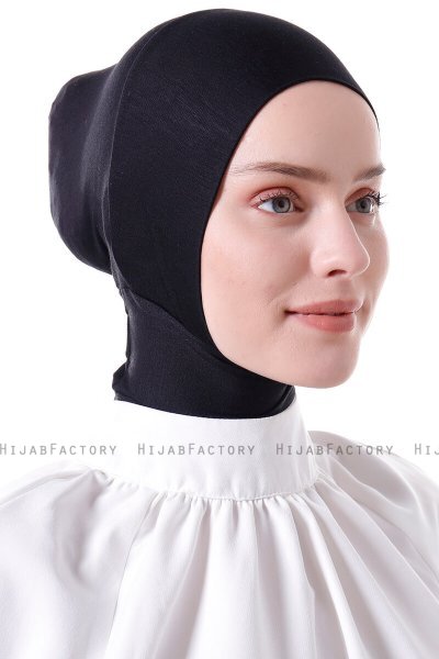 Elnara - Bonnet Plain Hijab Noir