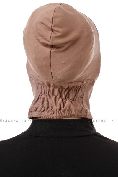 Elnara - Bonnet Plain Hijab Taupe Foncé
