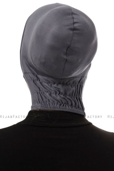 Elnara - Bonnet Plain Hijab Gris Foncé