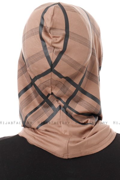 Ekose Plain - Hijab Al Amira One-Piece Taupe Foncé