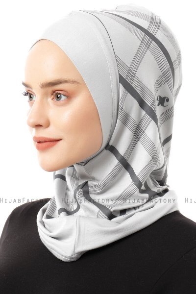 Ekose Plain - Hijab Al Amira One-Piece Gris Clair