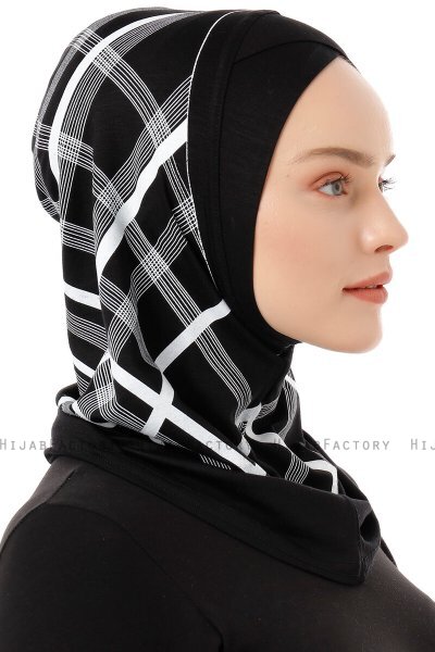 Ekose Cross - Hijab Al Amira One-Piece Noir & Blanc