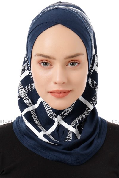 Ekose Cross - Hijab Al Amira One-Piece Bleu Marin