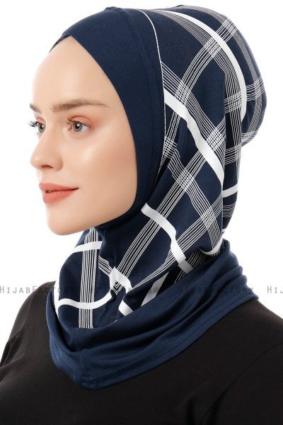 Ekose Cross - Hijab Al Amira One-Piece Bleu Marin