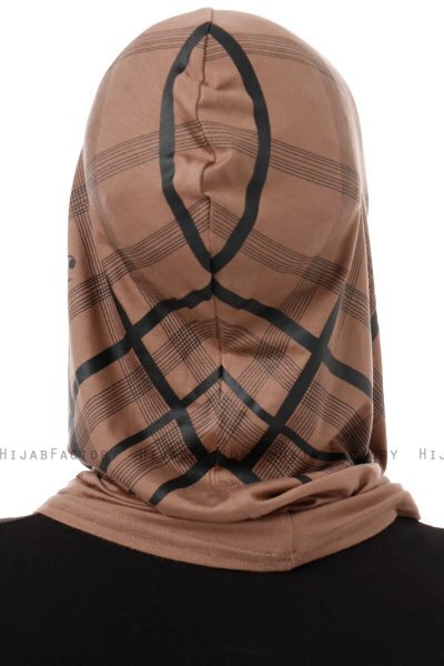 Ekose Cross - Hijab Al Amira One-Piece Taupe Foncé