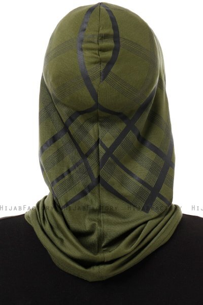 Ekose Cross - Hijab Al Amira One-Piece Kaki