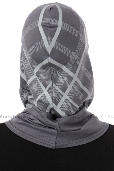 Ekose Cross - Hijab Al Amira One-Piece Gris Foncé