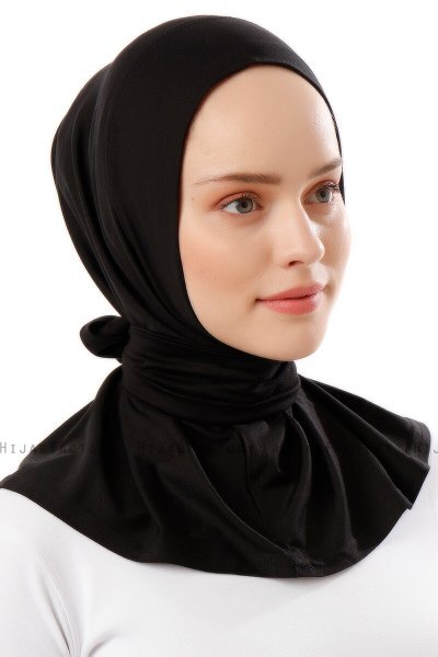 Sportif Plain - Hijab Pratique Viscose Noir & Gold