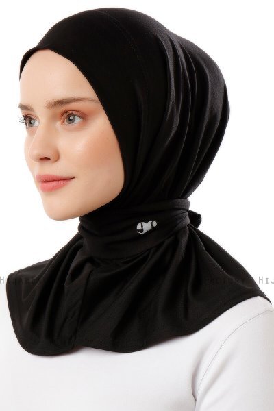 Sportif Plain- Hijab Pratique Viscose Noir & Gris Clair