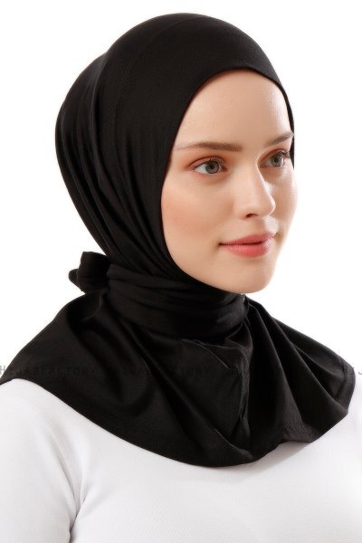 Sportif Plain- Hijab Pratique Viscose Noir & Gris Clair
