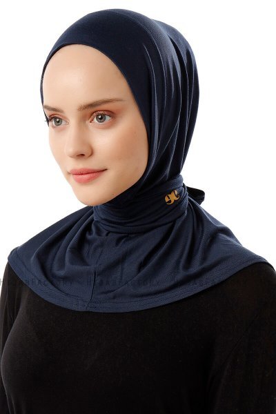 Sportif Plain - Hijab Pratique Viscose Bleu Marin