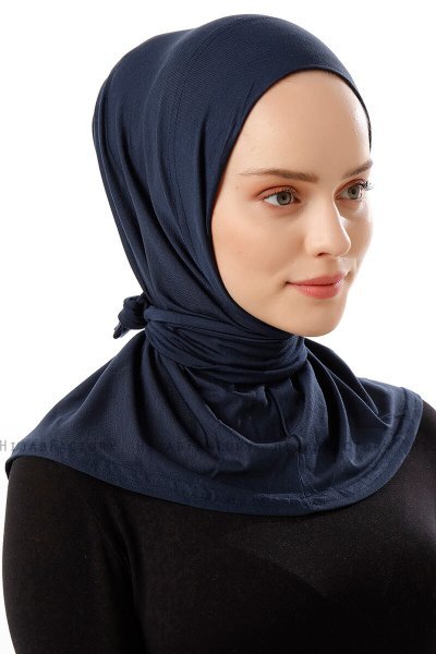 Sportif Plain - Hijab Pratique Viscose Bleu Marin